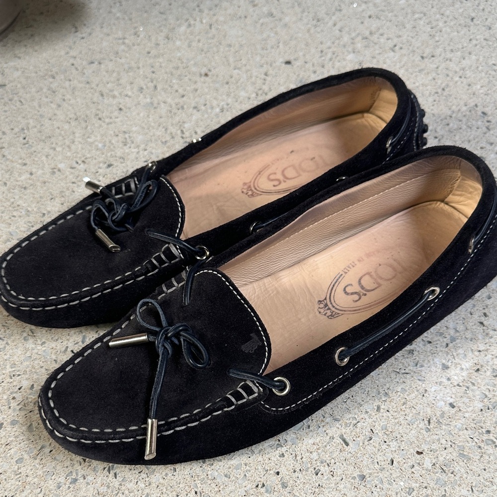Tod's Dark Purple Suede Driving Loafers